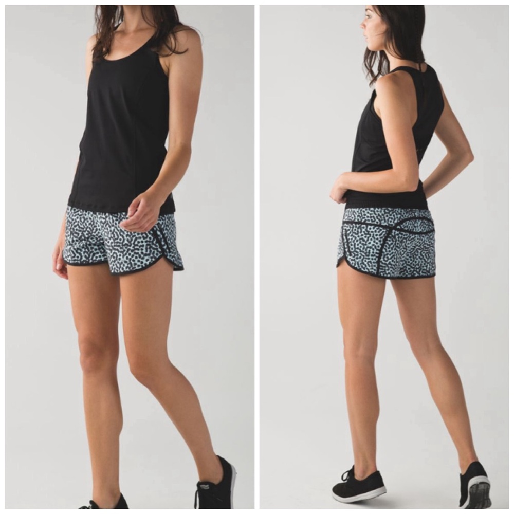 Lululemon Tracker Short III *4-way Stretch Ace Spot Tranquil Blue Black
